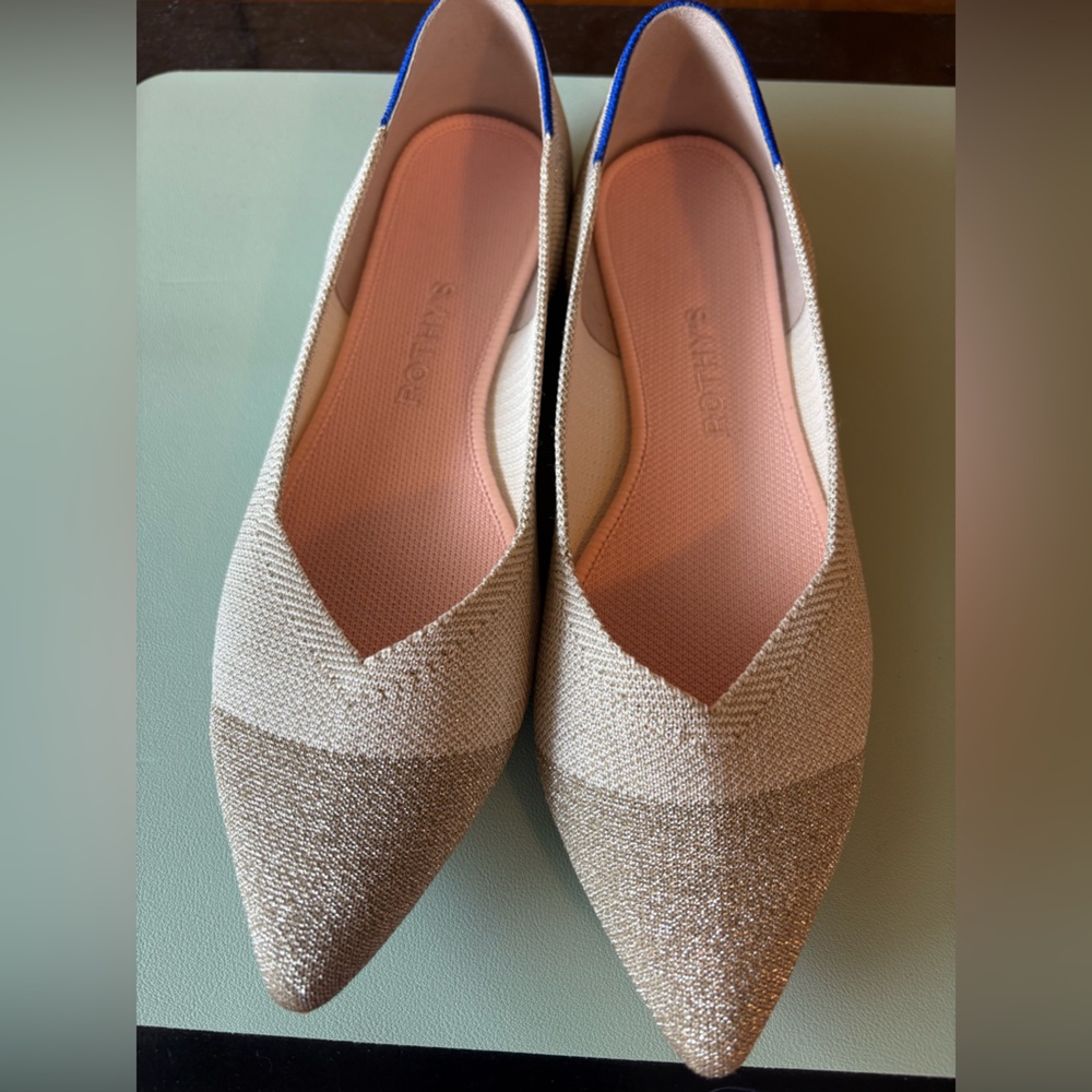 Rothy's Diamond Metallic Points Flats 10.5 EUC